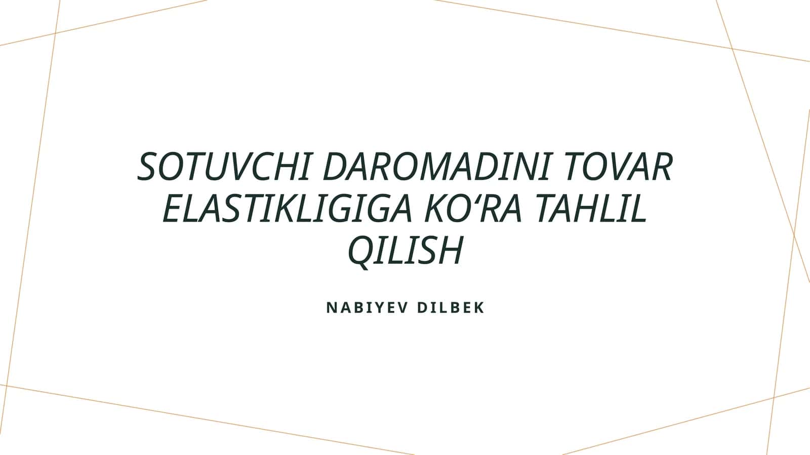 Tovar elastikligi va daromad o'rtasidagi bog'lanish 1