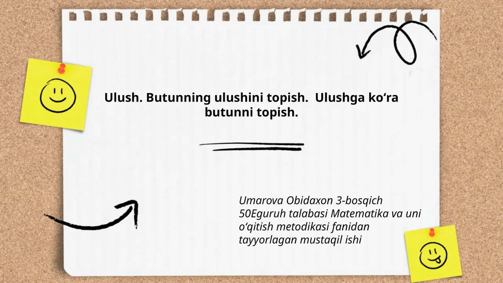 Umarova Obidaxon 3-bosqich 50Eguruh talabasi Matematika va uni oʻqitish metodikasi fanidan tayyorlagan mustaqil ishi 1