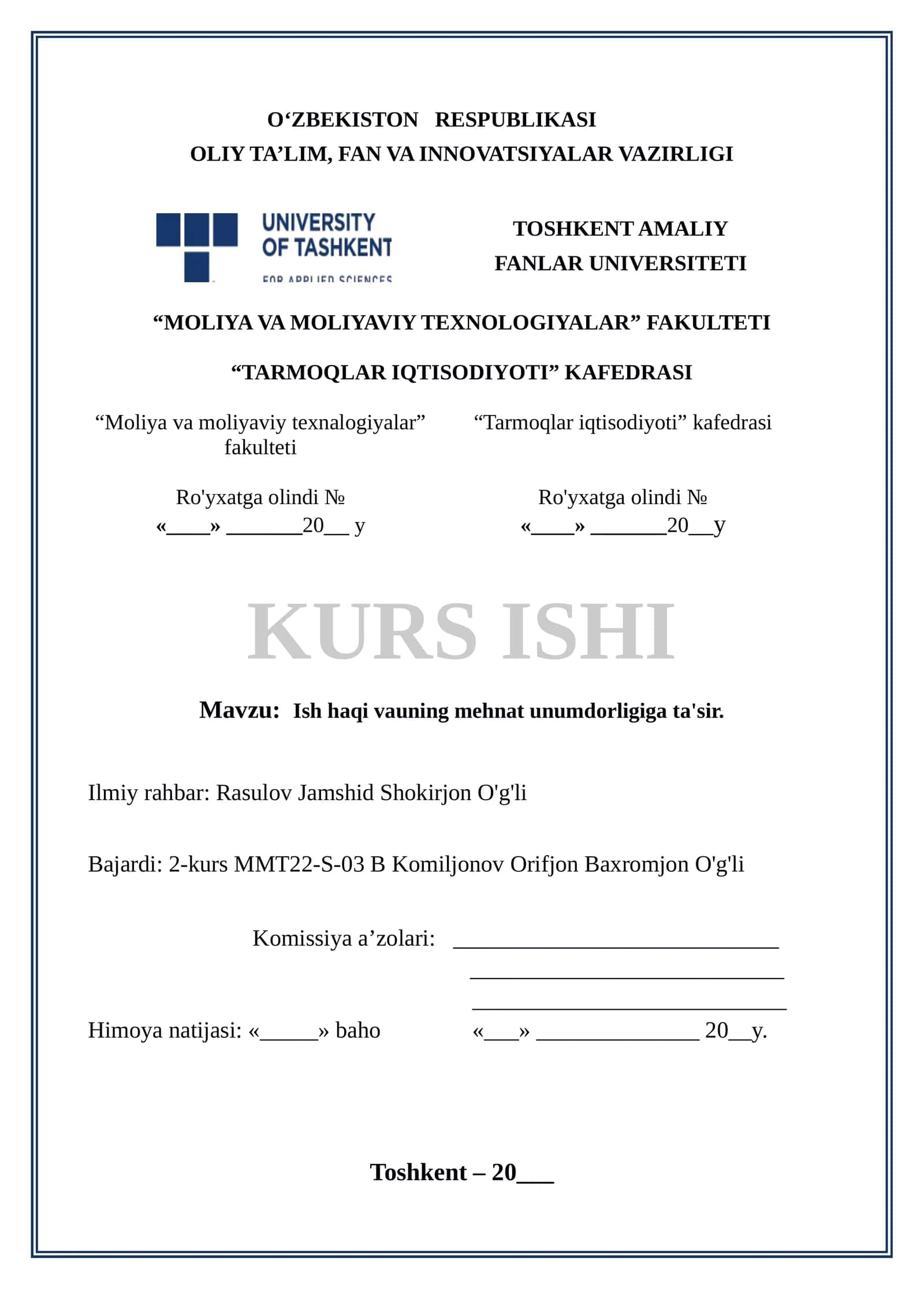 Ish haqi vauning mehnat unumdorligiga ta'sir 1