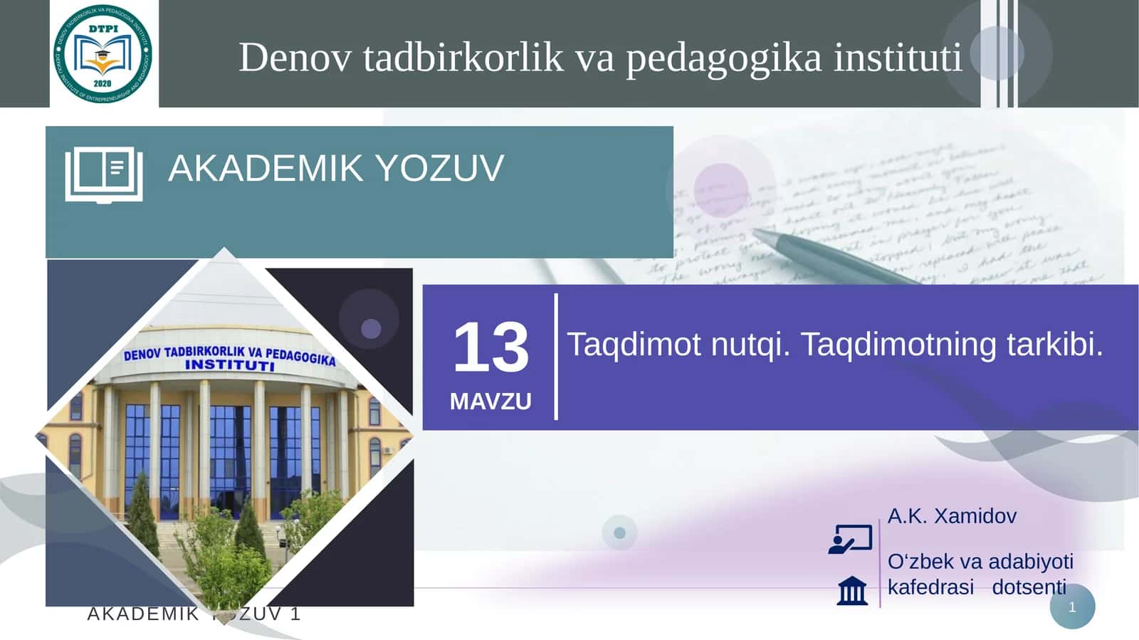 AKADEMIK YOZUV 1
