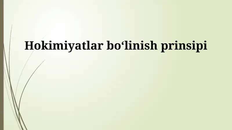 Hokimiyatlar boʻlinish prinsipi 1