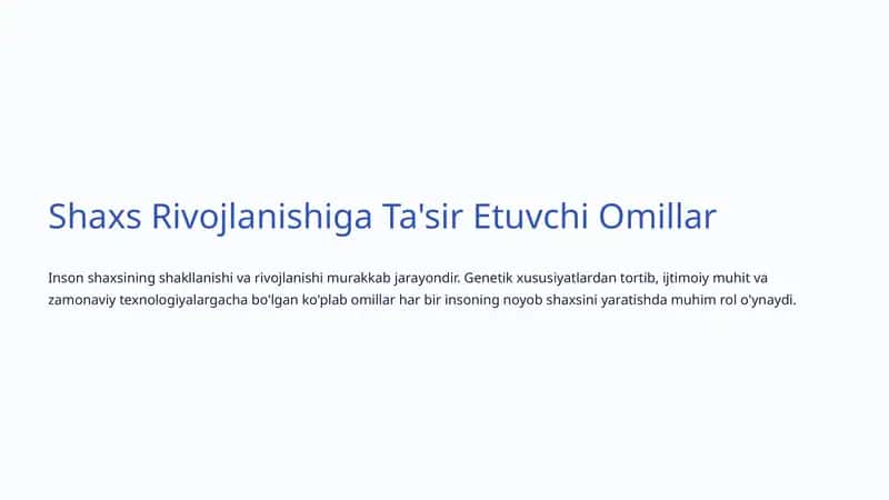 Shaxs Rivojlanishiga Ta'sir Etuvchi Omillar 1
