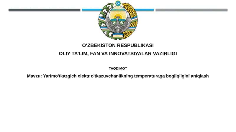Yarimo'tkazgichelektro'tkazuvchanlikningtemperaturagabogliqliginianiqlash 1