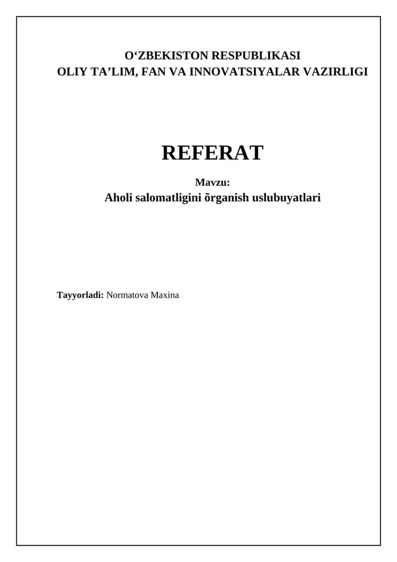 Aholi salomatligini õrganish uslubuyatlari 1