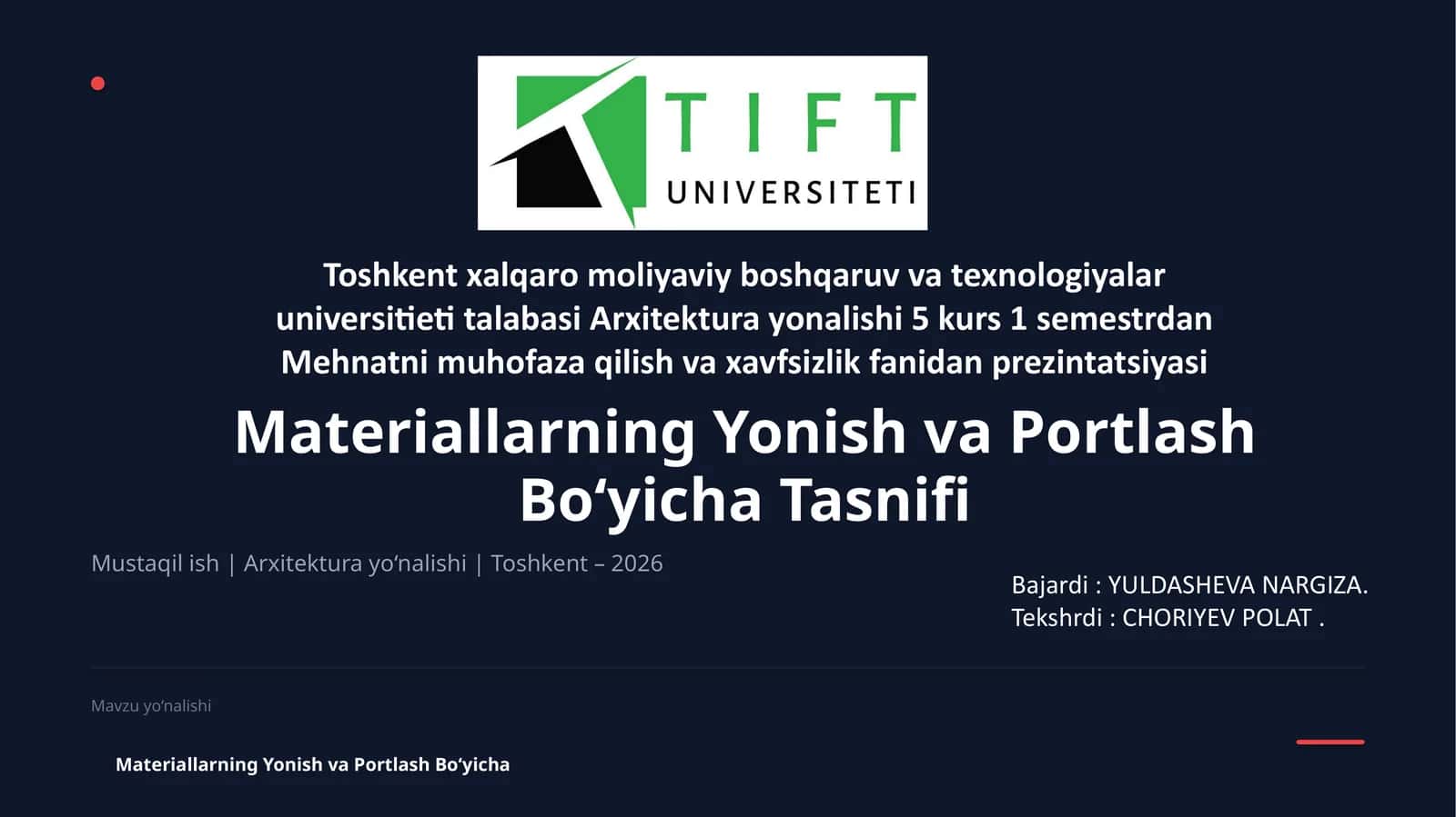 Materiallarning yonish va portlash bo'yicha tasnifi 1