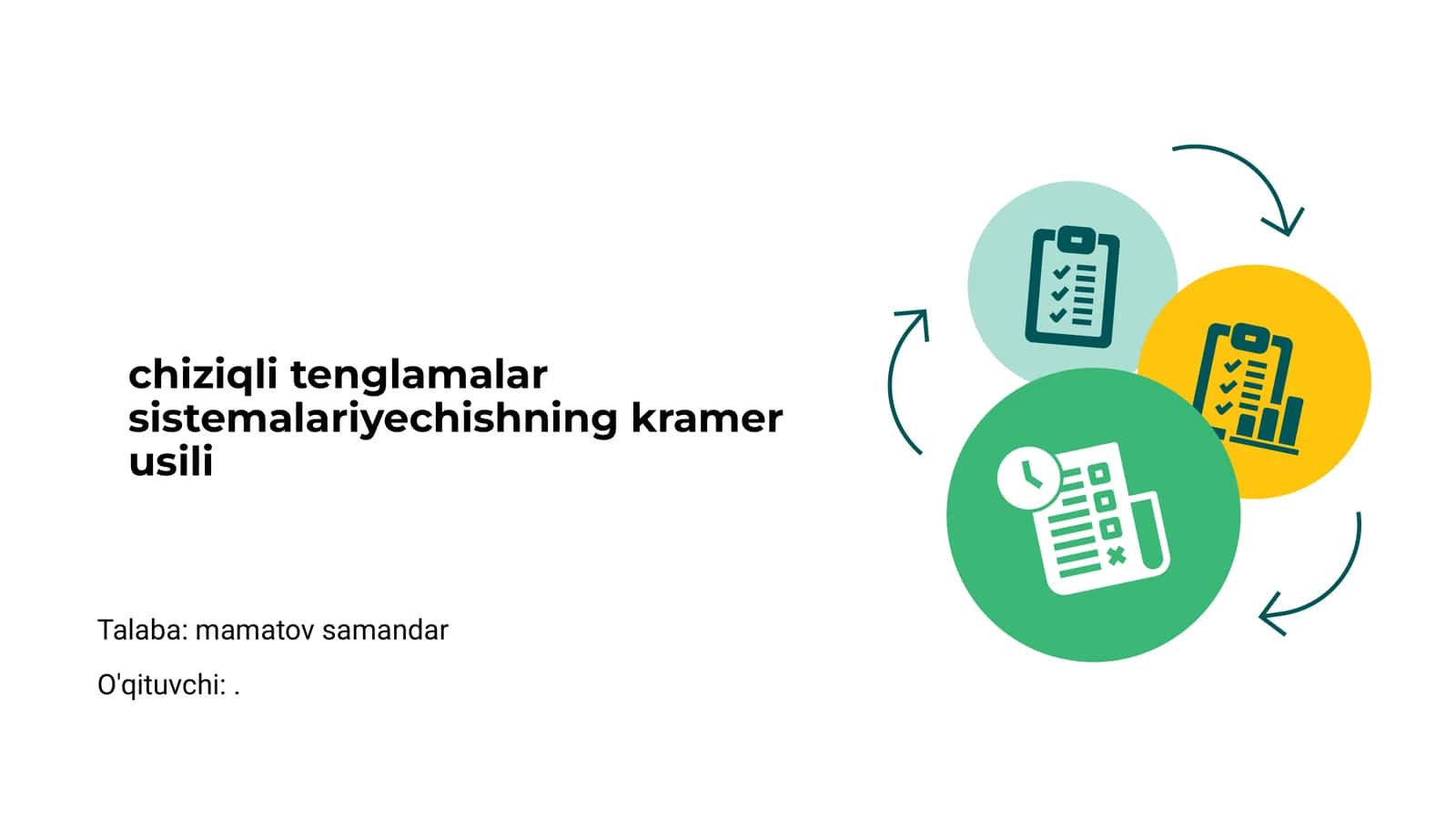 Chiziqli Tenglamalar Sistemalariyechishning Kramer Usili 1