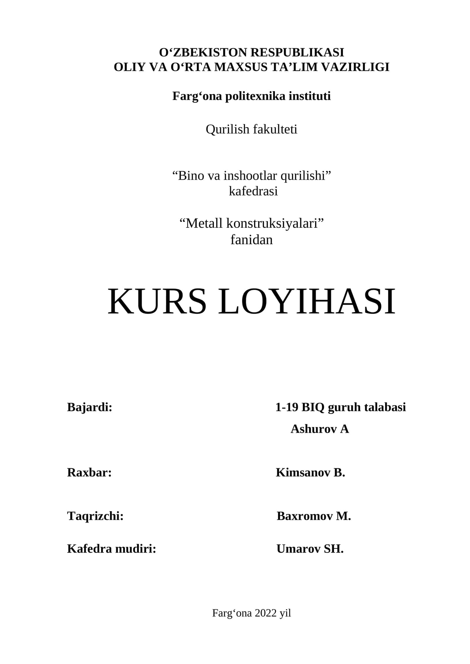 Metall konstruksiyalari 1