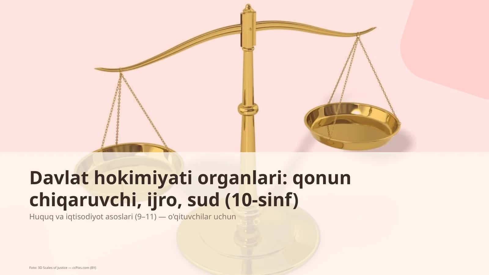 Davlat hokimiyati organlari: qonun chiqaruvchi, ijro, sud (10-sinf) 1