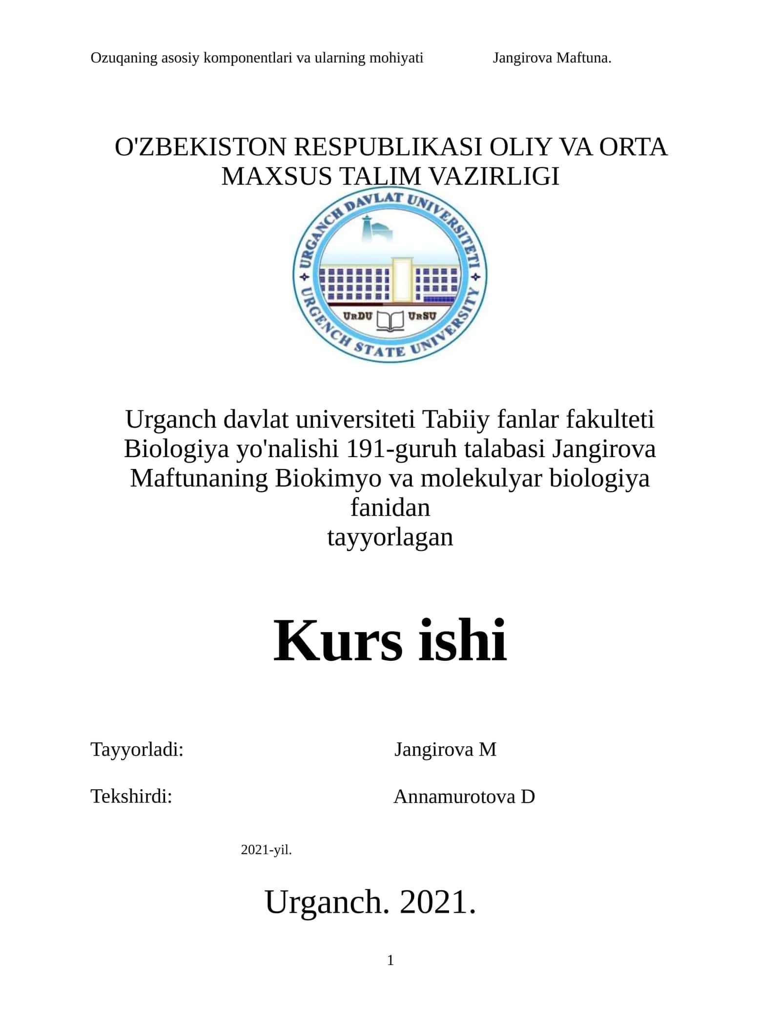 Ozuqaning asosiy komponentlari va ularning mohiyati 1