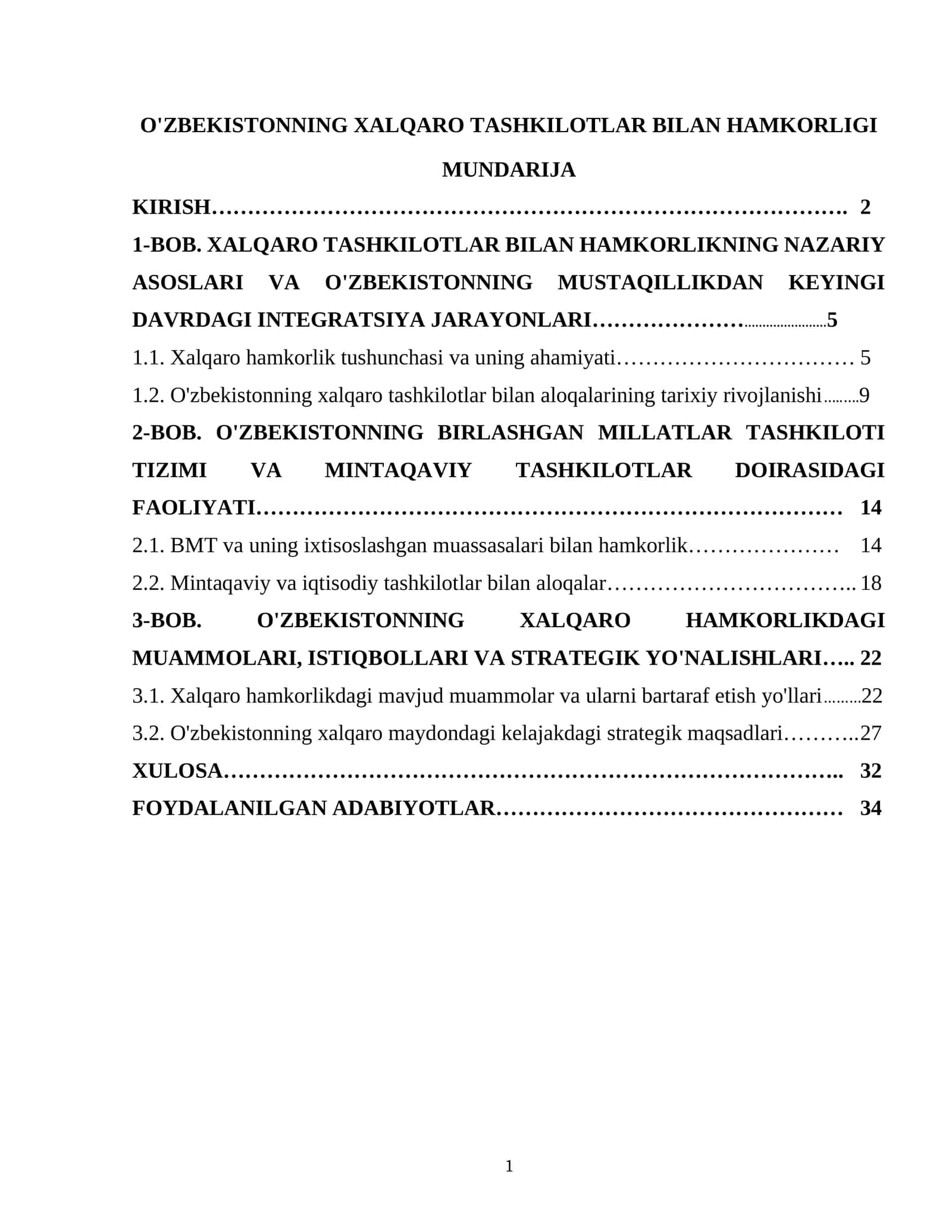 XALQARO HAMKORLIKDAGI MUAMMOLARI 1