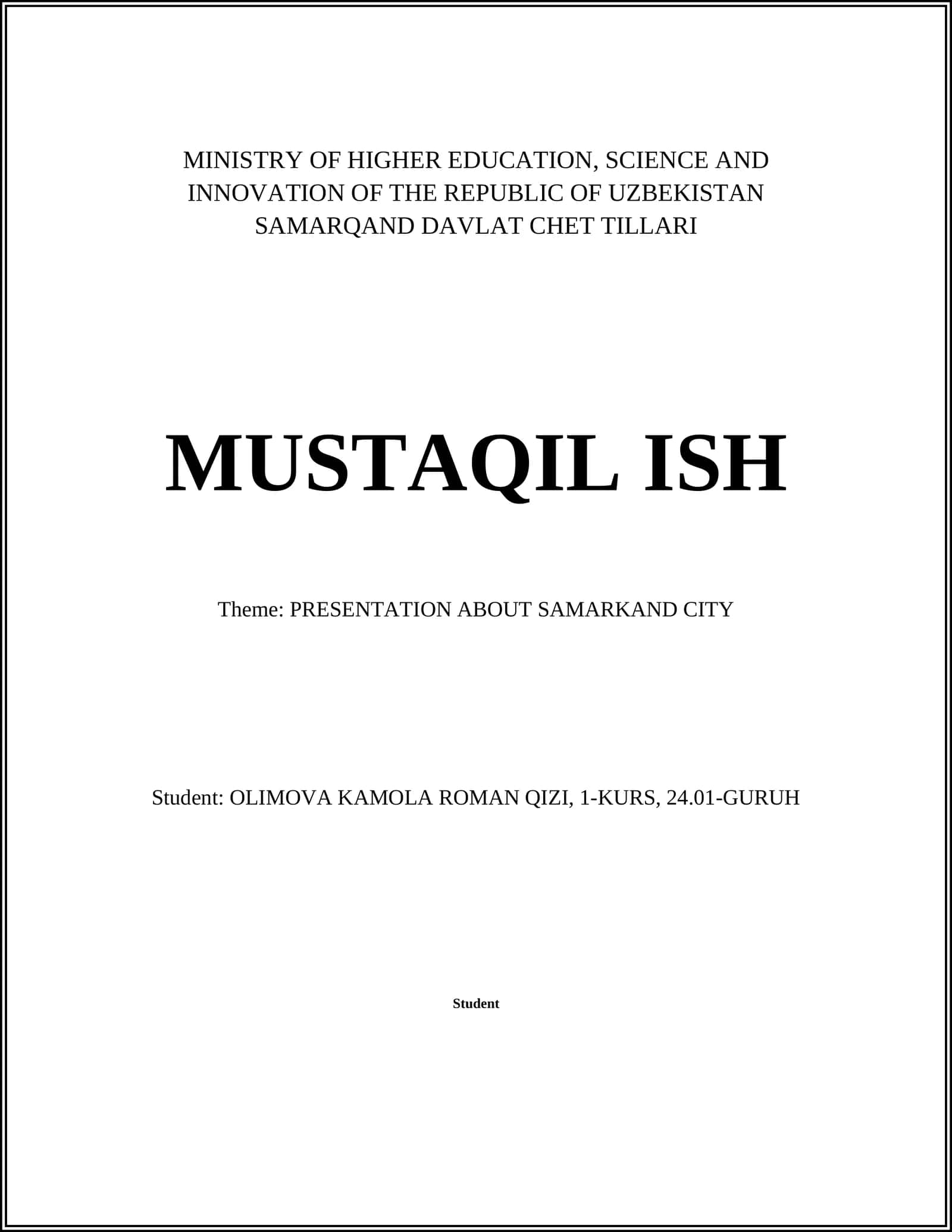 Presentation about Samarkand City 1
