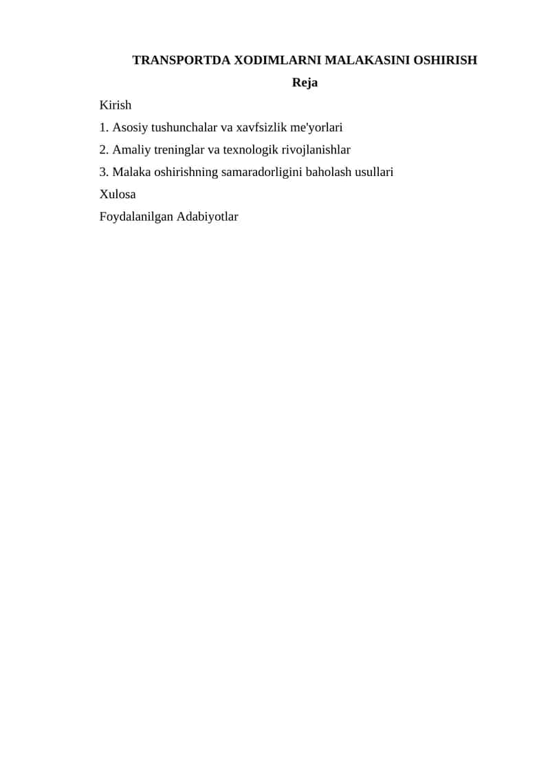 Transportda Xodimlarni Malakasini Oshirish 1