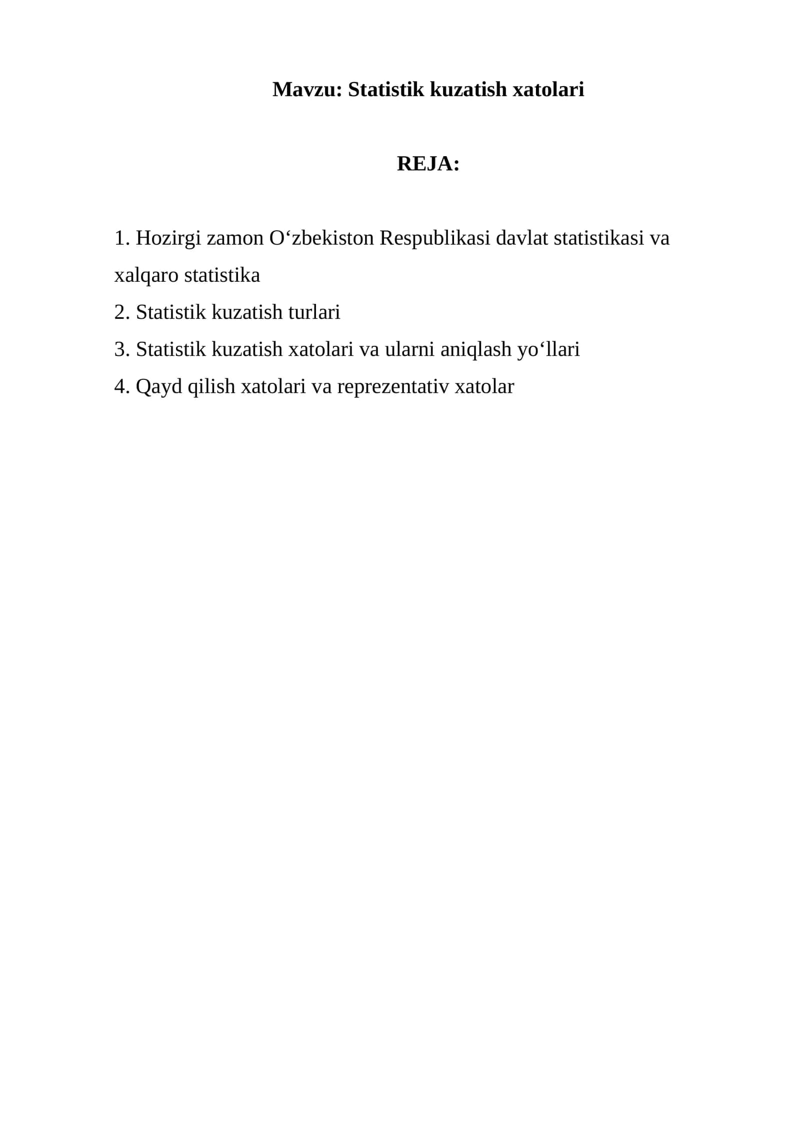 Statistik kuzatish xatolari 1