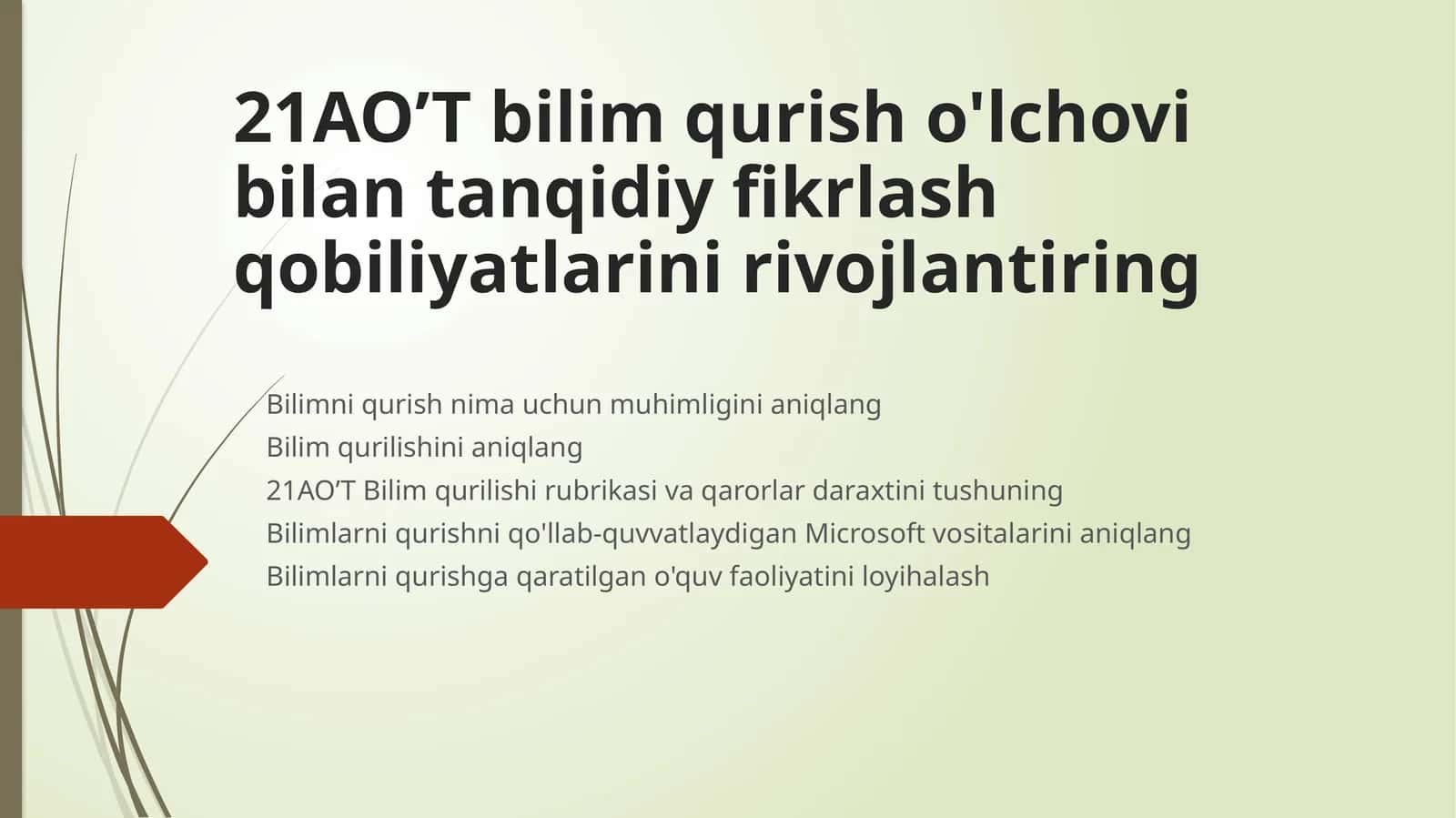 21AO’Tbilim qurish o'lchovi bilan tanqidiy fikrlash qobiliyatlarini rivojlantiring 1