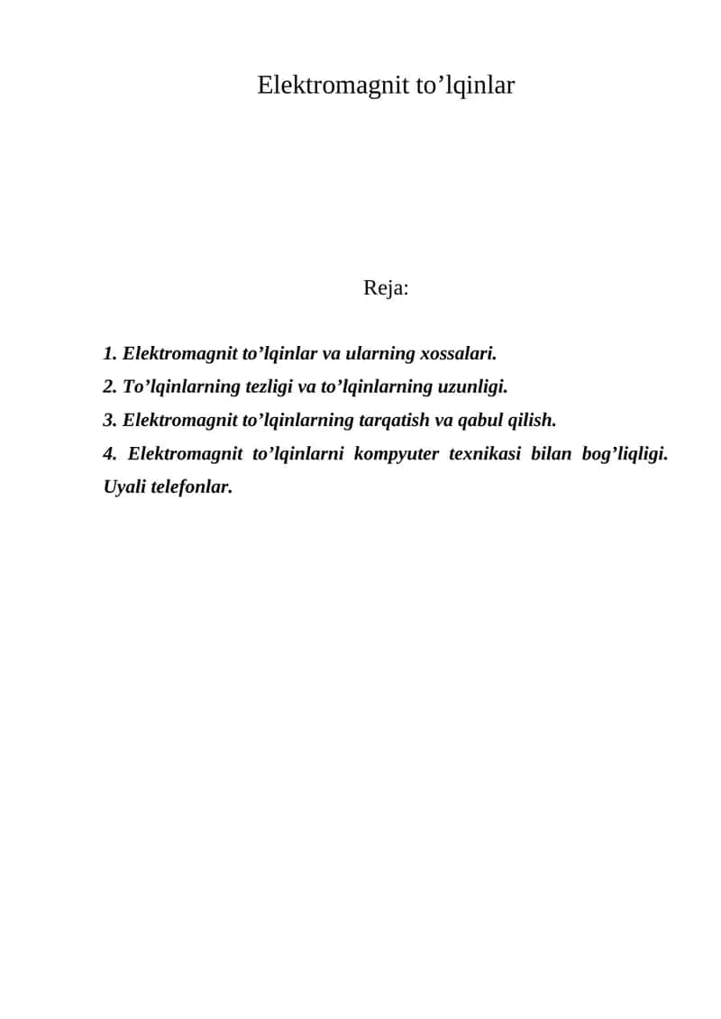 Elektromagnit to’lqinlar 1
