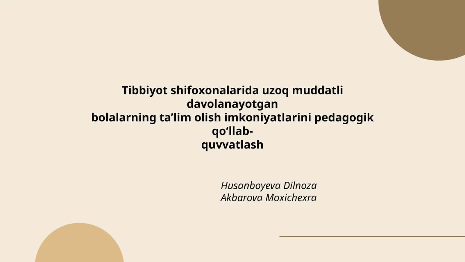 Uzoq muddatli davolanayotgan bolalarning ta'lim olishi uchun masofaviy o'qitish imkoniyatlari 1