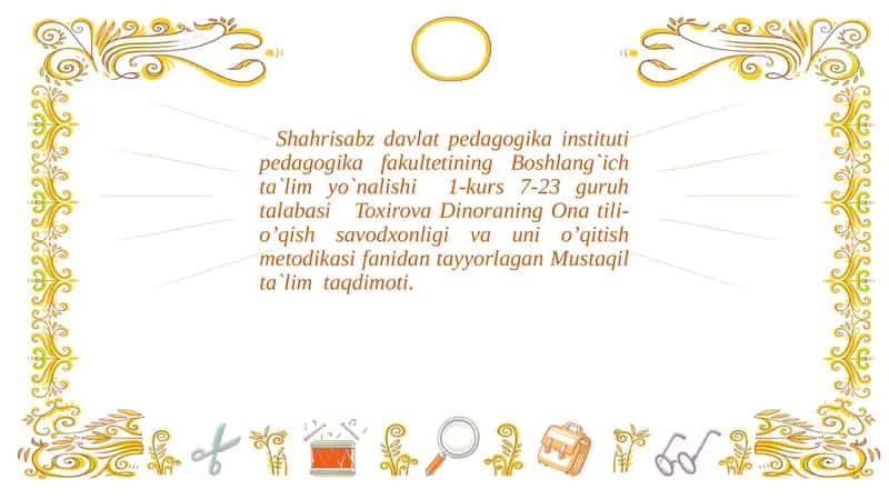 Ona tili-o’qish savodxonligi va uni o’qitish metodikasi 1