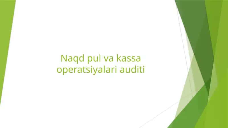 Naqdpul va kassa operatsiyalari auditi 1