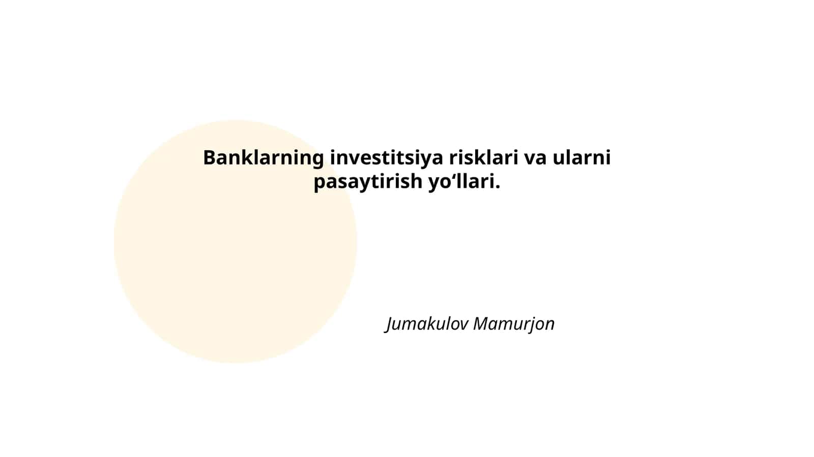 Banklarning investitsiya risklari va ularni pasaytirish yoʻllari 1