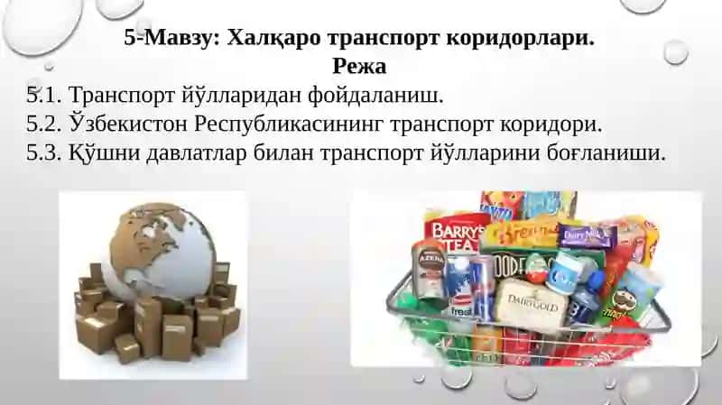 Транспорт йўлларидан фойдаланиш 1