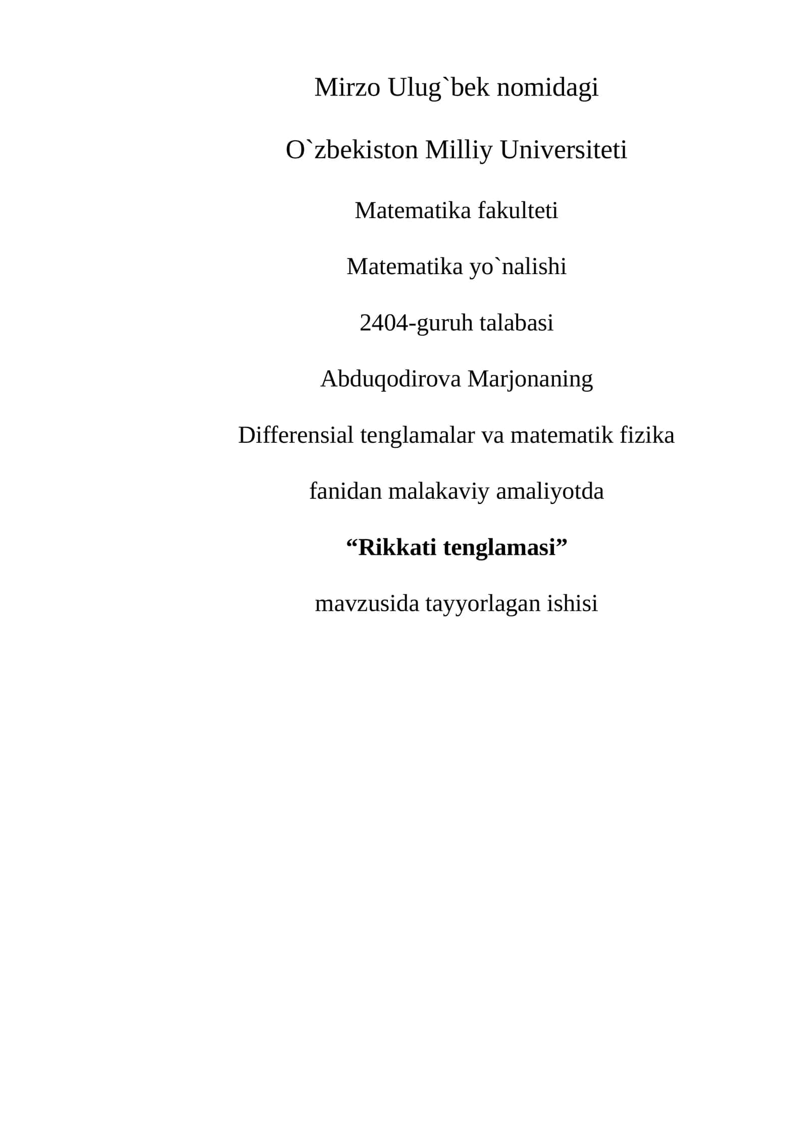 Rikkati tenglamasi 1