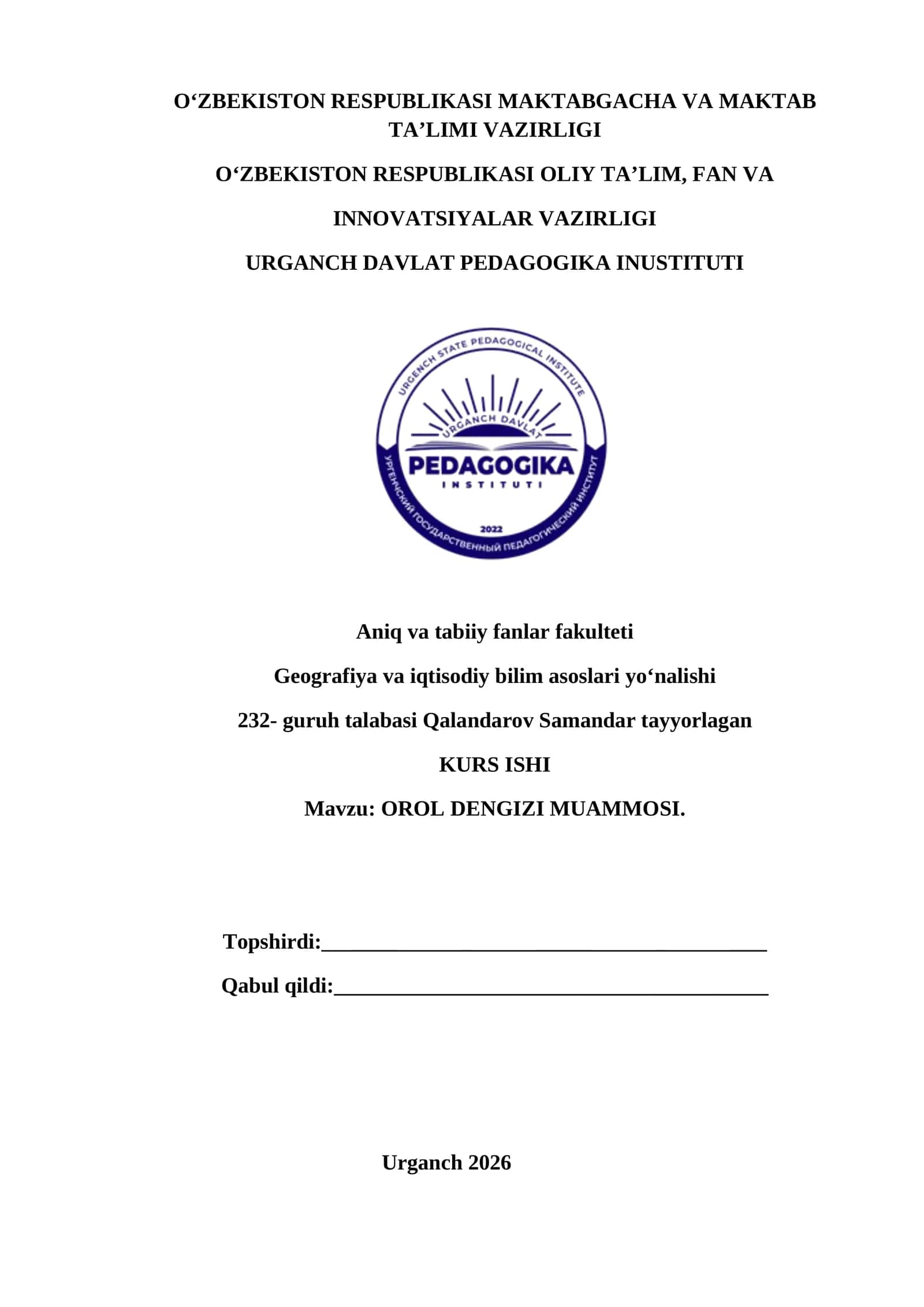 OROL DENGIZI MUAMMOSI 1