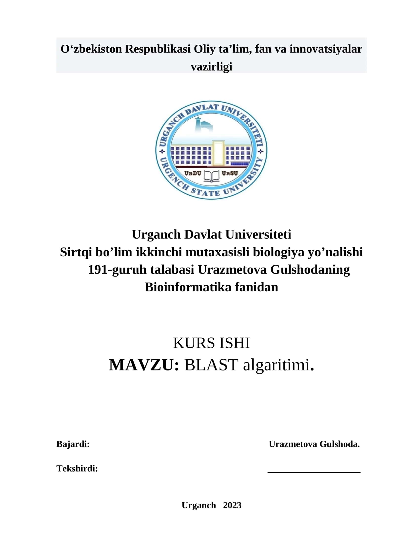 BLAST algaritimi 1