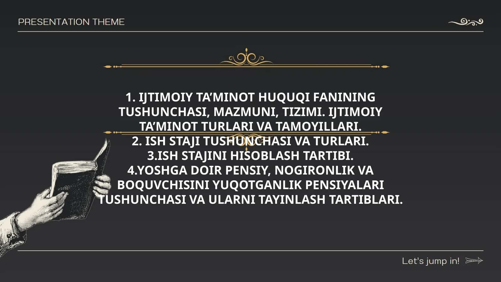 IJTIMOIY TA’MINOT HUQUQI FANINING TUSHUNCHASI, MAZMUNI, TIZIMI 1