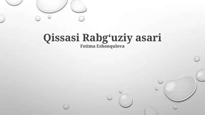 Qissasi Rabgʻuziy asari 1