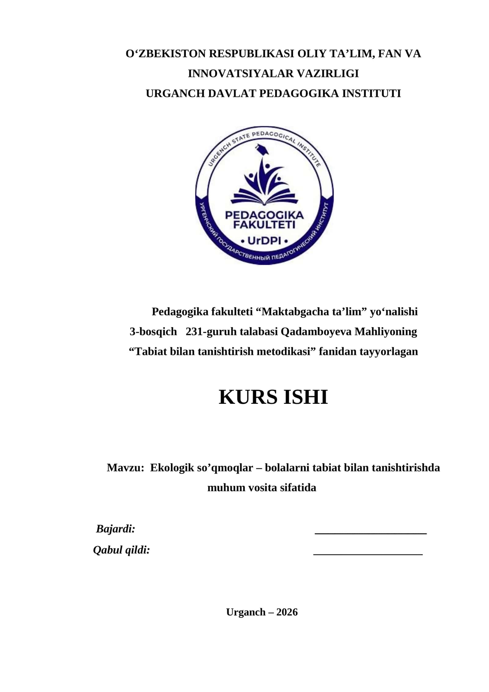 Ekologik so’qmoqlar – bolalarni tabiat bilan tanishtirishda muhum vosita sifatida 1