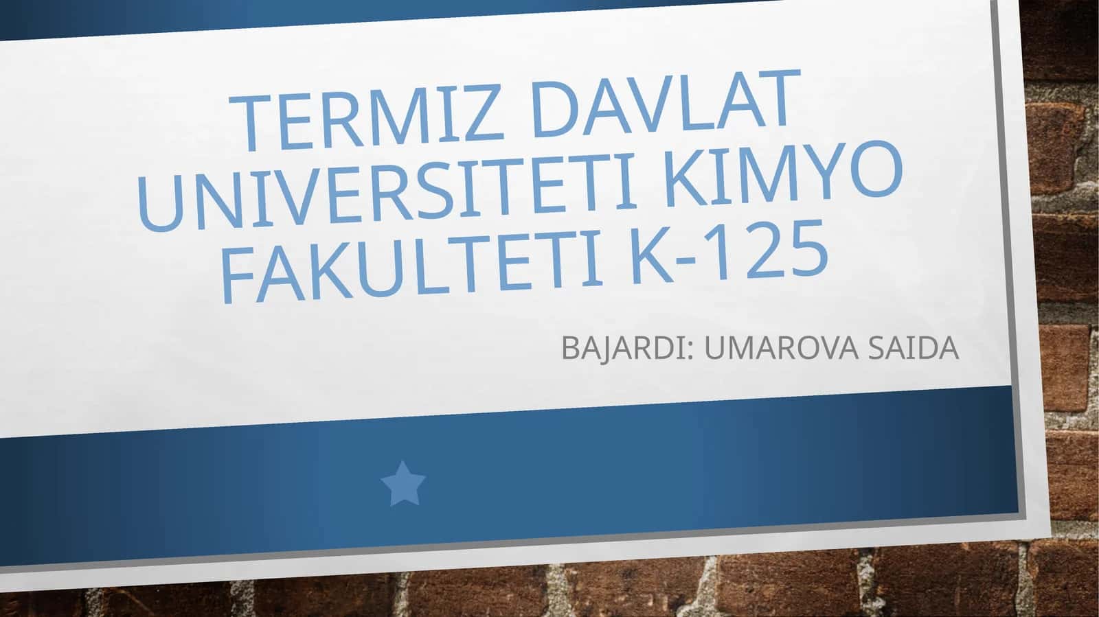 Termiz Davlat Universiteti Kimyo Fakulteti 1