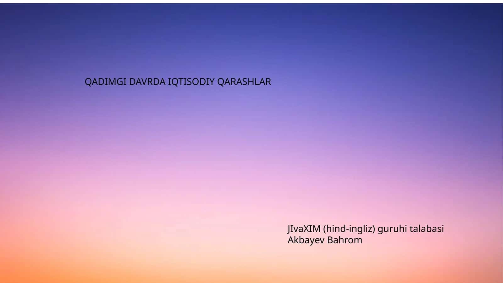 QADIMGI DAVRDA IQTISODIY QARASHLAR 1