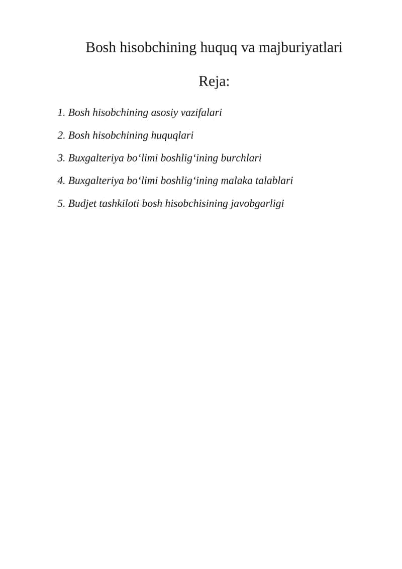 Bosh hisobchining huquq va majburiyatlari 1