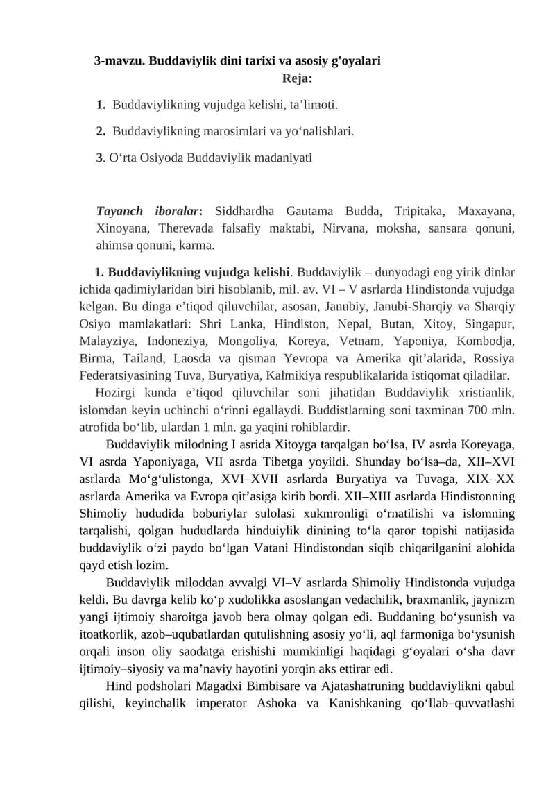 Buddaviylik dini taʼlimoti taqdimot ishi 1