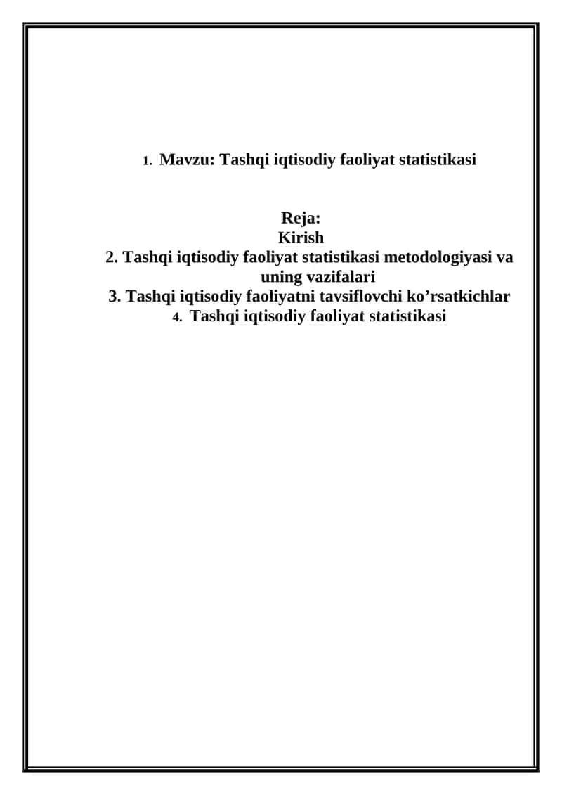 Tashqi iqtisodiy faoliyat statistikasi 1