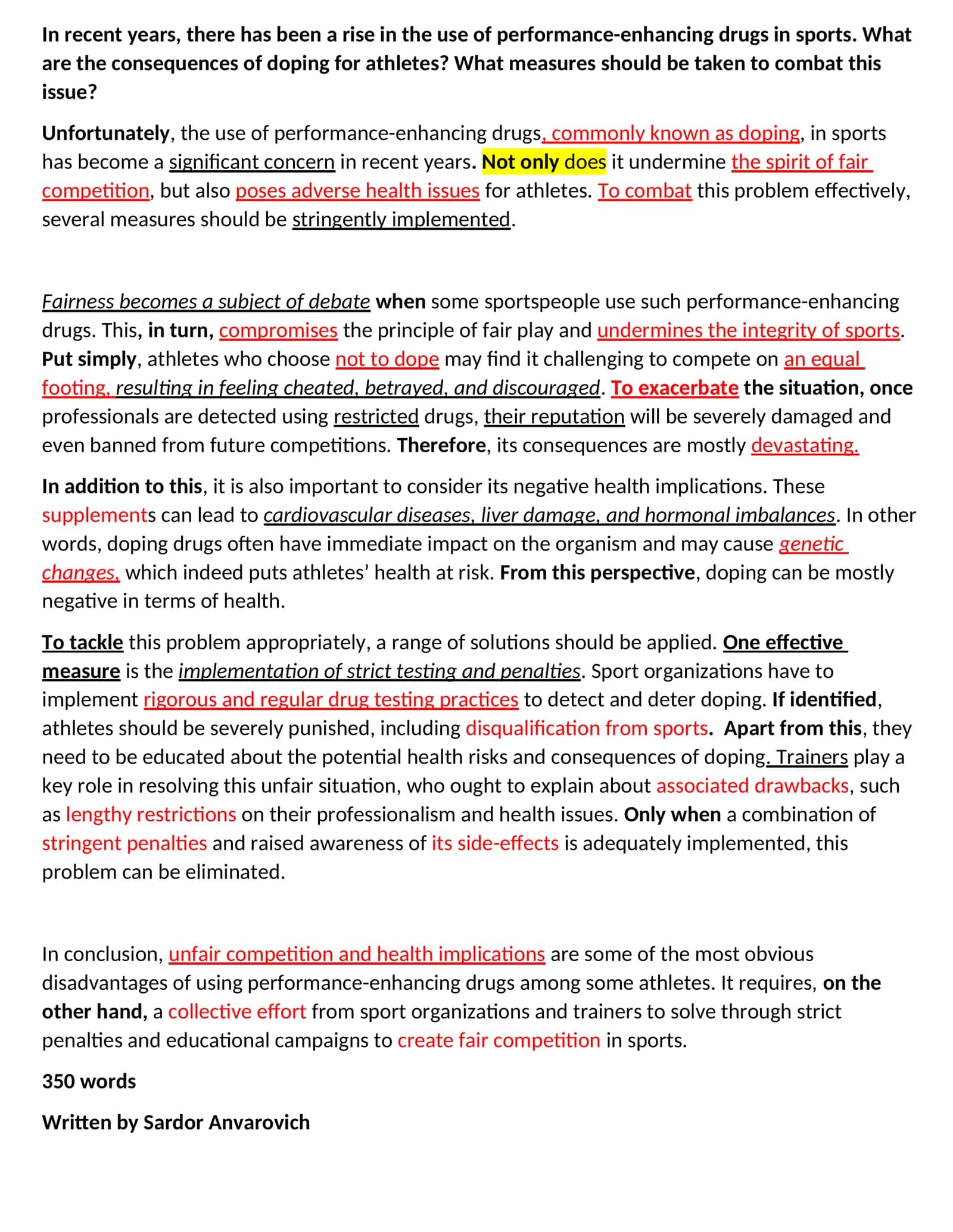 Consequences of Doping in Sports 1