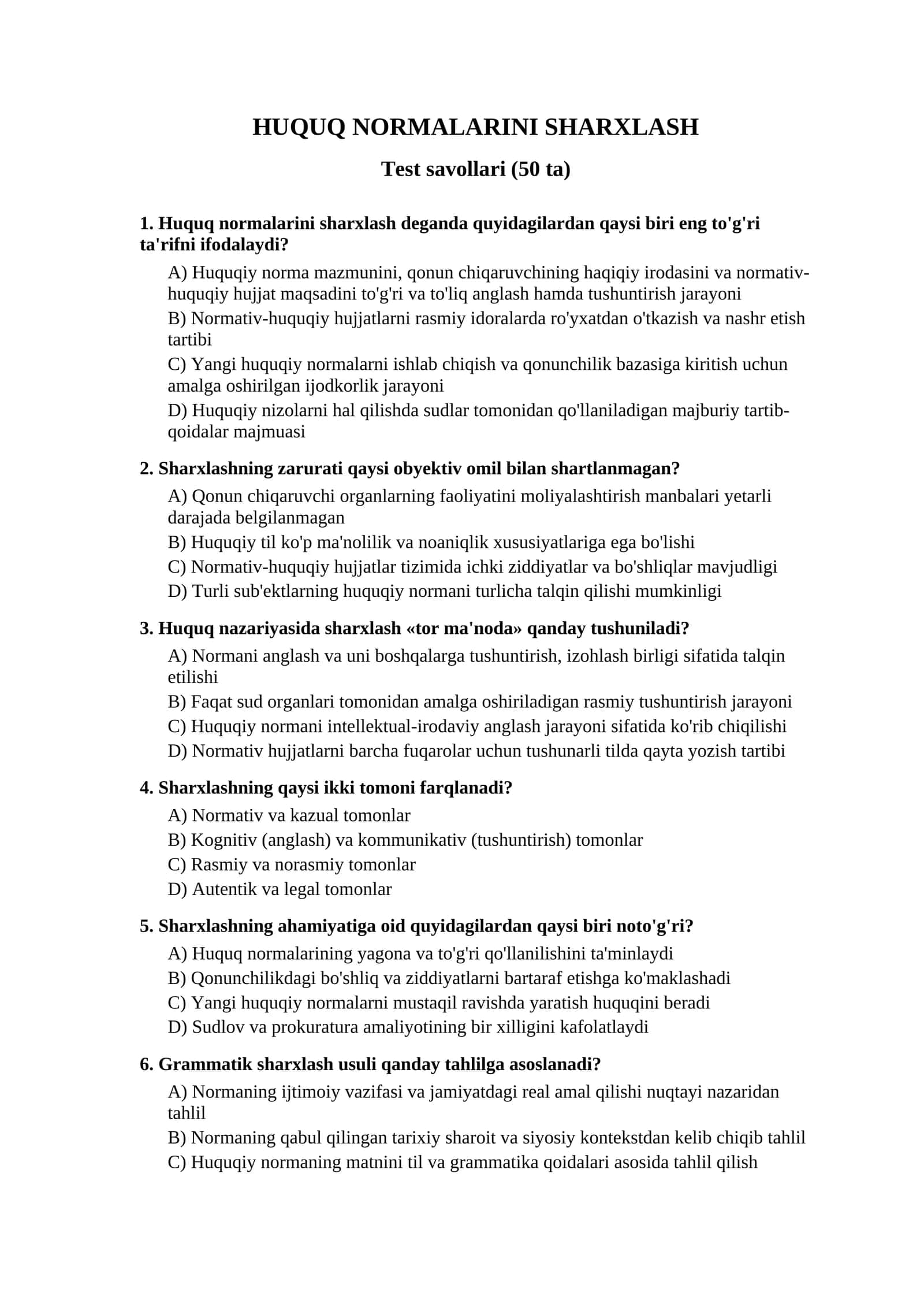 HUQUQ NORMALARINI SHARXLASH 1