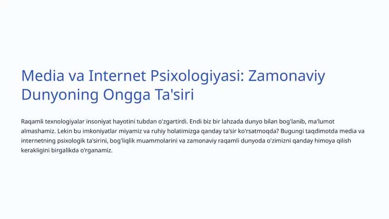 Media va Internet Psixologiyasi 1
