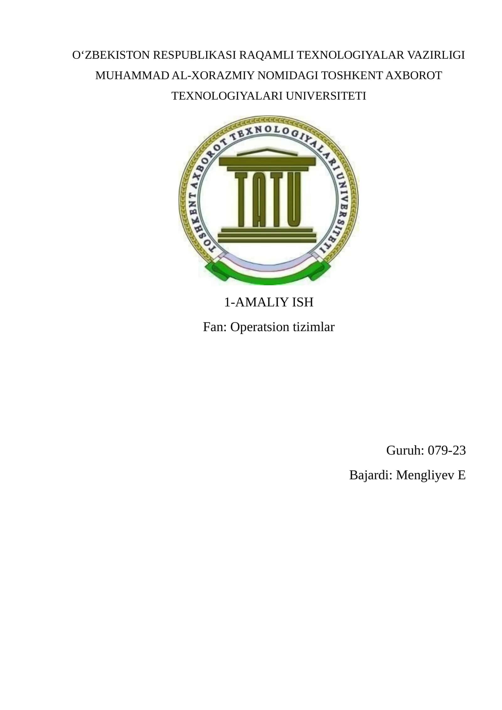 Amaliy ish: Virtuallashtirish tizimida bir nechta operatsion tizimlarni o‘rnatish 1