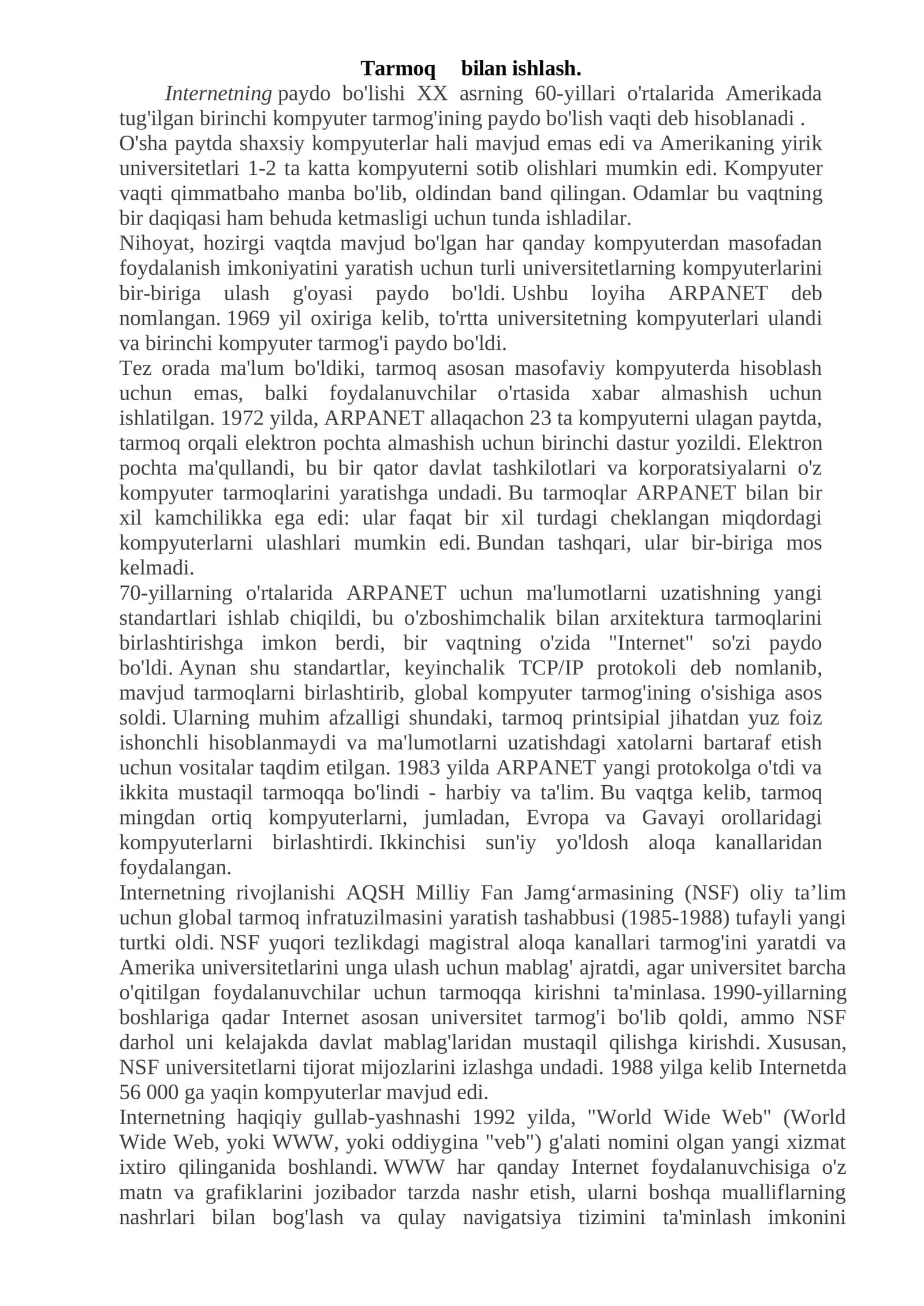 Kompyuter tarmoqlari 1