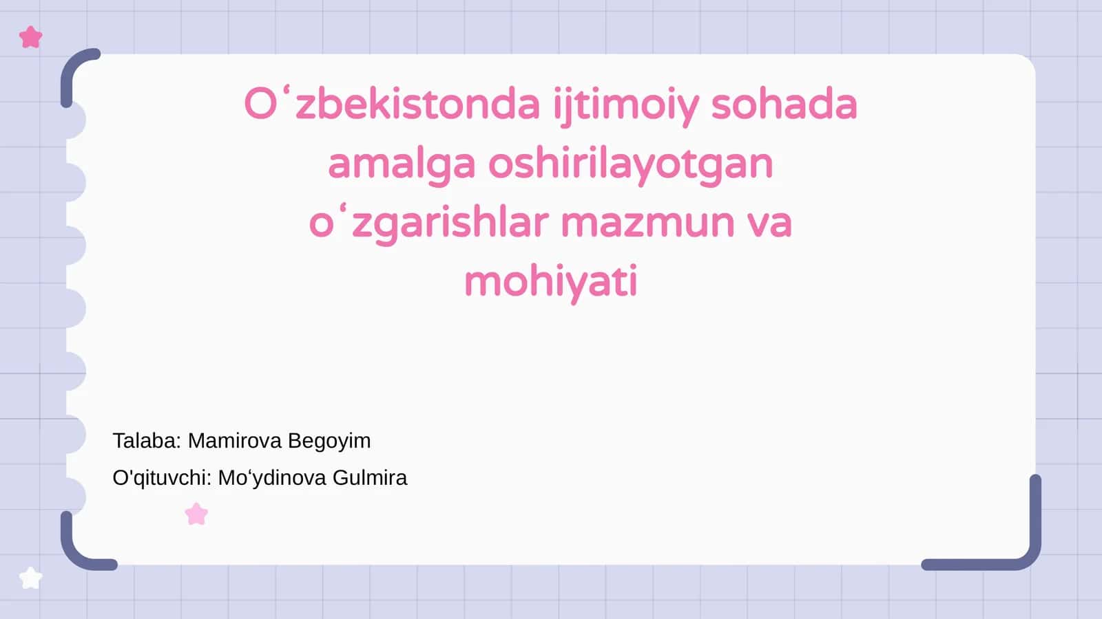 Oʻzbekistonda ijtimoiy sohada amalga oshirilayotgan oʻzgarishlar mazmun va mohiyati 1
