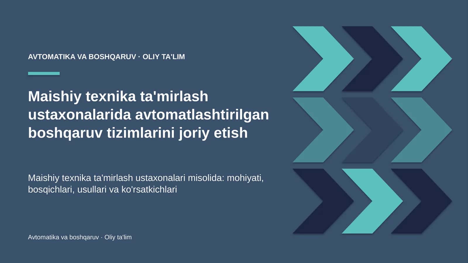 Maishiy texnika ta'mirlash ustaxonalarida avtomatlashtirilgan boshqaruv tizimlarini joriy etish 1