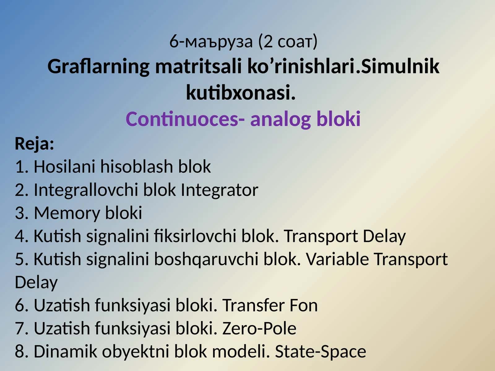 Graflarning matritsalik ko'rinishlari 1