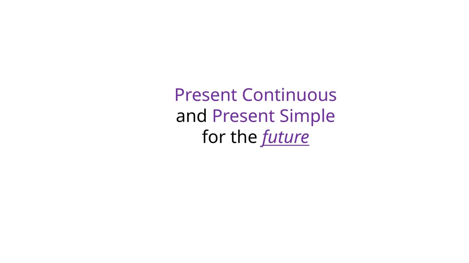 Present Continuous and Present Simple for the future 1