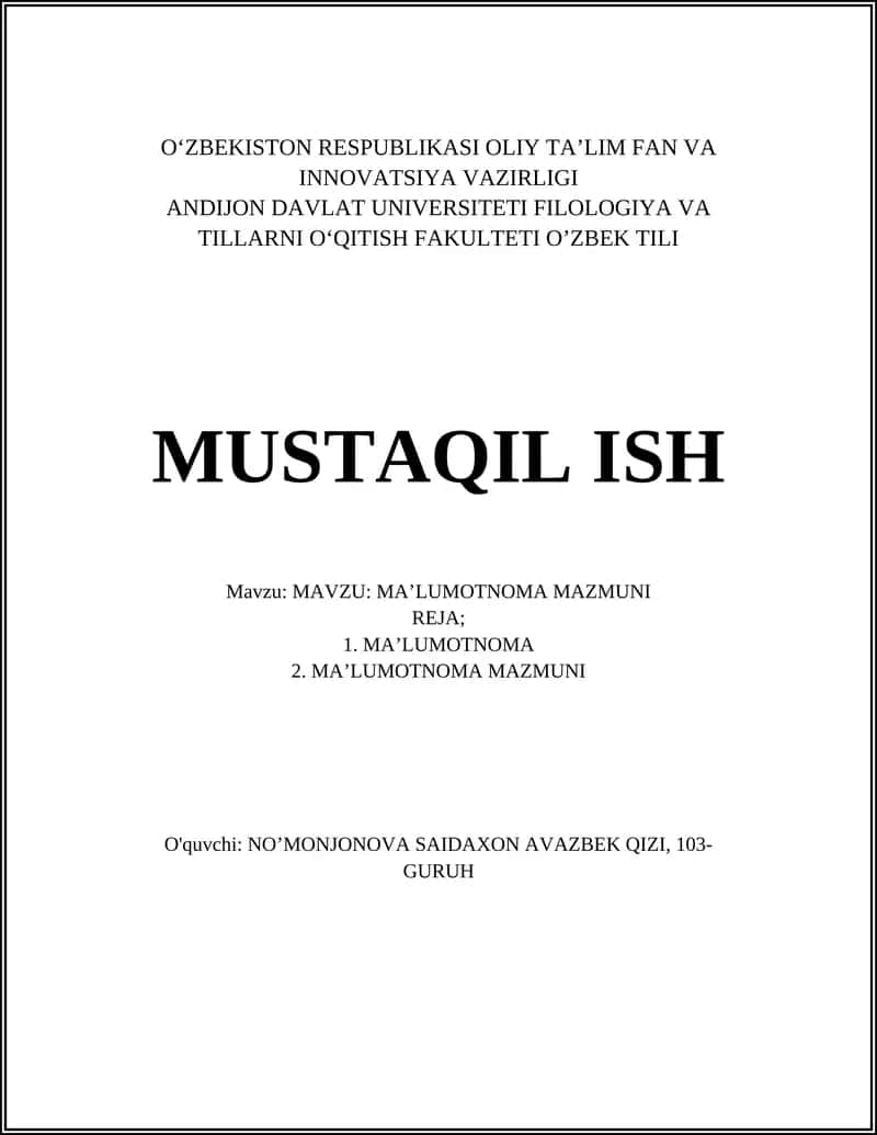 MA'LUMOTNOMA 1