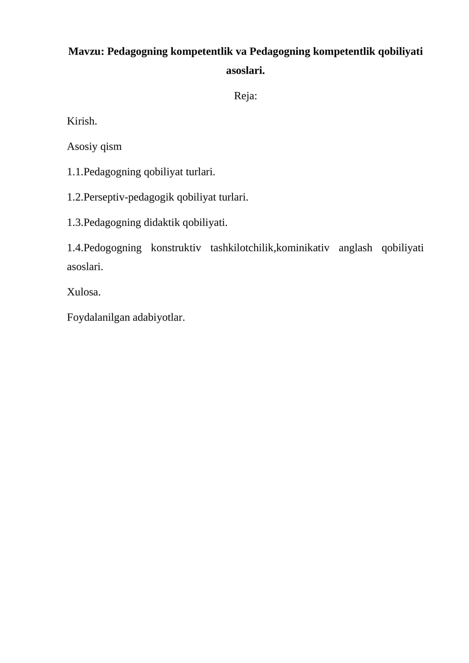 Pedagogning kompetentlik va Pedagogning kompetentlik qobiliyati asoslari 1