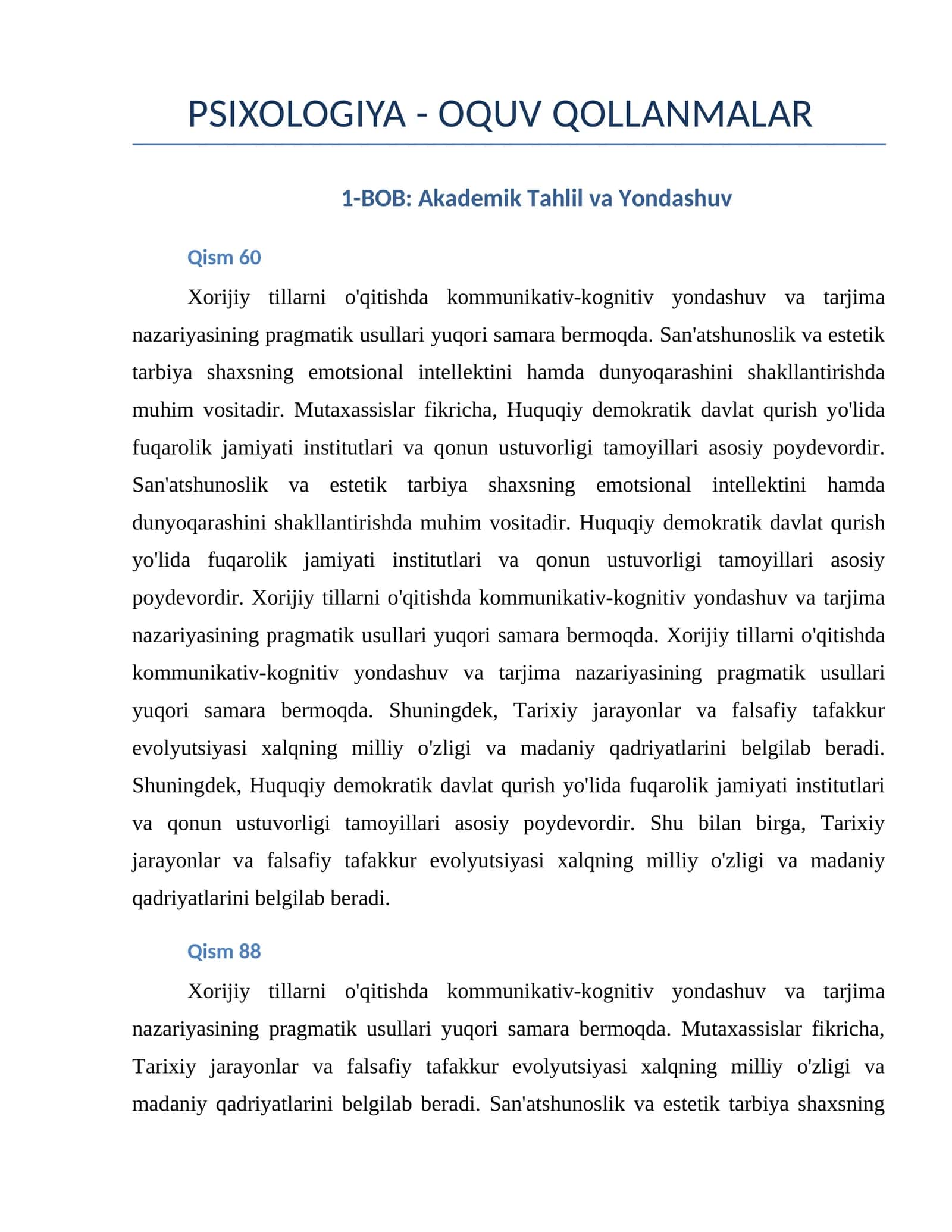 Akademik Tahlil va Yondashuv 1