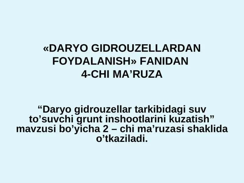 Daryo gidrouzеllardan foydalanish 1