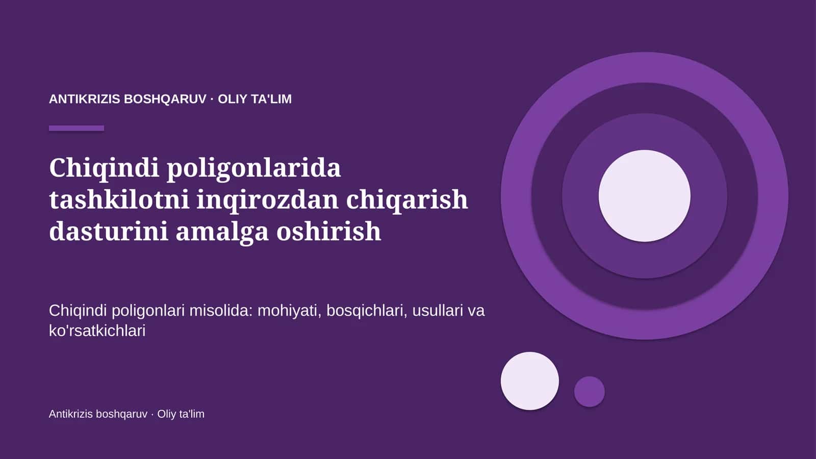 Antikrizis boshqaruv · Oliy ta'lim 1