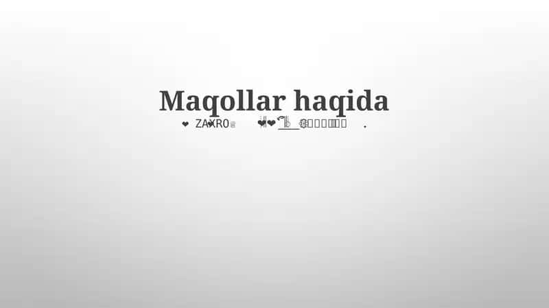 Maqollar haqida 1